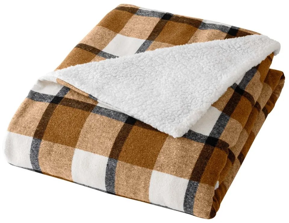 Кафяво одеяло от шерпа 125x150 cm Ecossais – douceur d'intérieur