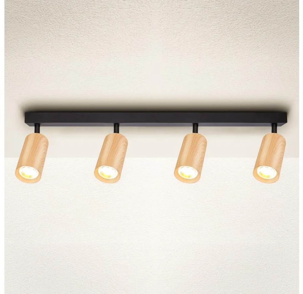 Brilagi - Спот SELE 4xGU10/30W/230V черен/дъбов декор