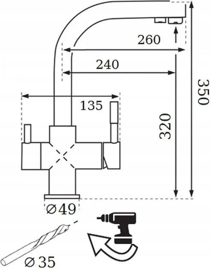 трипътна смесителна батерия сатен WYL-3CW-SS.01