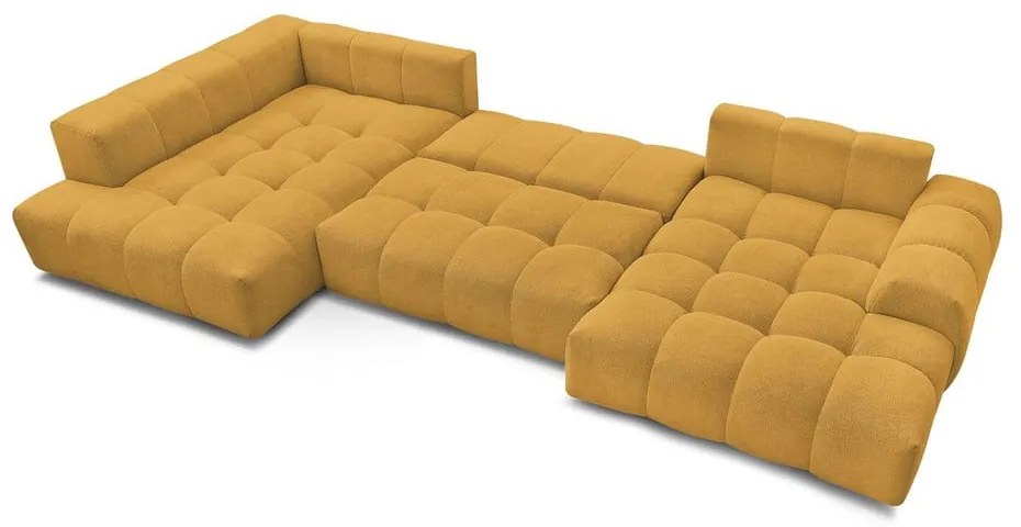 Шенилов сгъваем/с място за съхранение ъглов диван в цвят горчица (ляв ъгъл/U форма) Everest – Bobochic Paris