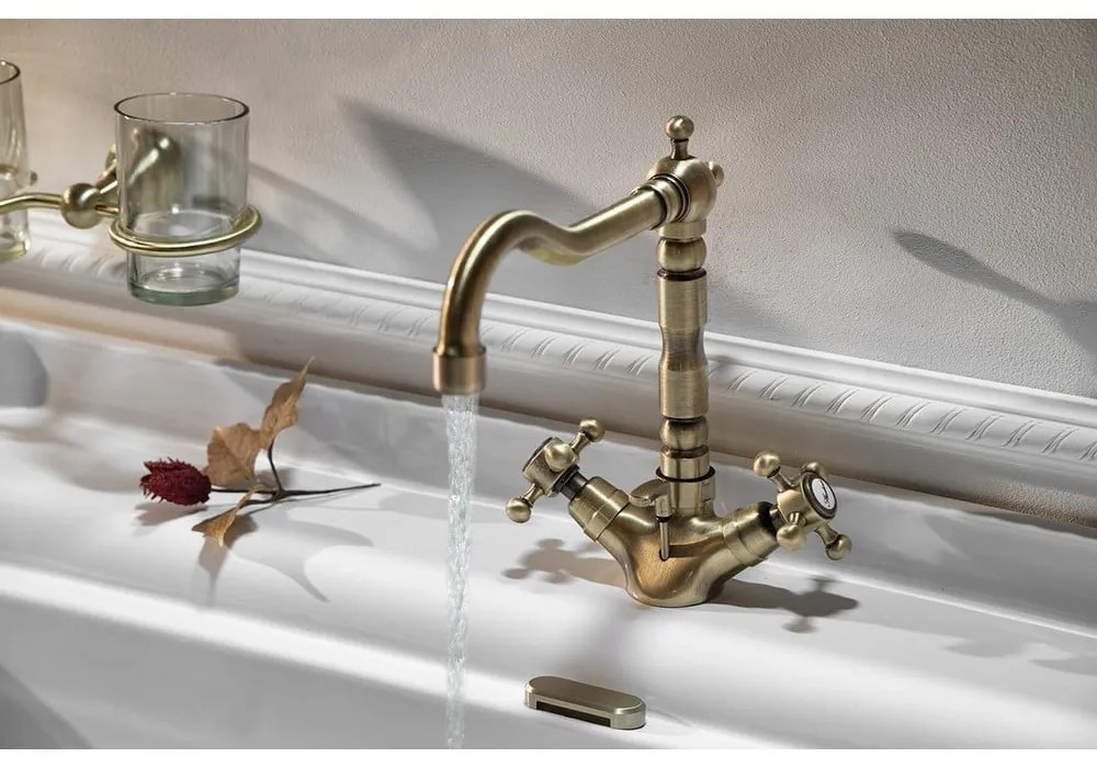 Стояща батерия за мивка в бронзов цвят Antea – Sapho