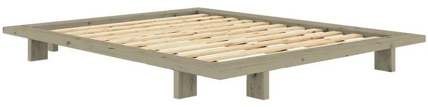 Светлозелено двойно легло 180x200 cm от масивен бор без табла с включена подматрачна рамка Japan – Karup Design