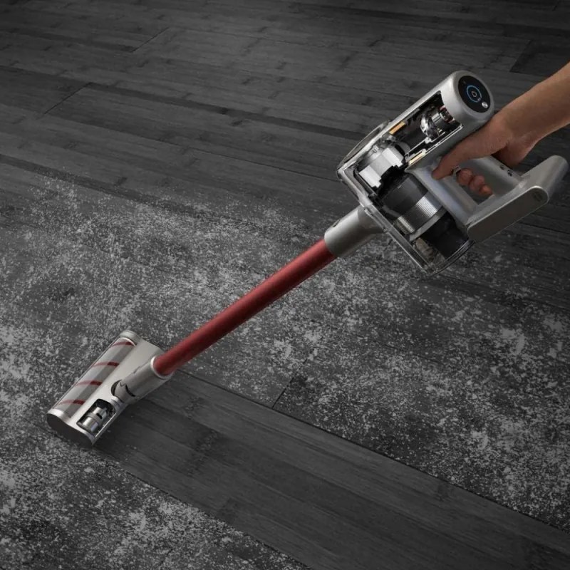 Разопакован: Вертикална прахосмукачка Dreame V11 VVN6, 450W, 150AW, 25000Pa, 125000 об/мин, 0.5 л, 3 режима, 90 мин, OLED, HEPA, Сив/червен