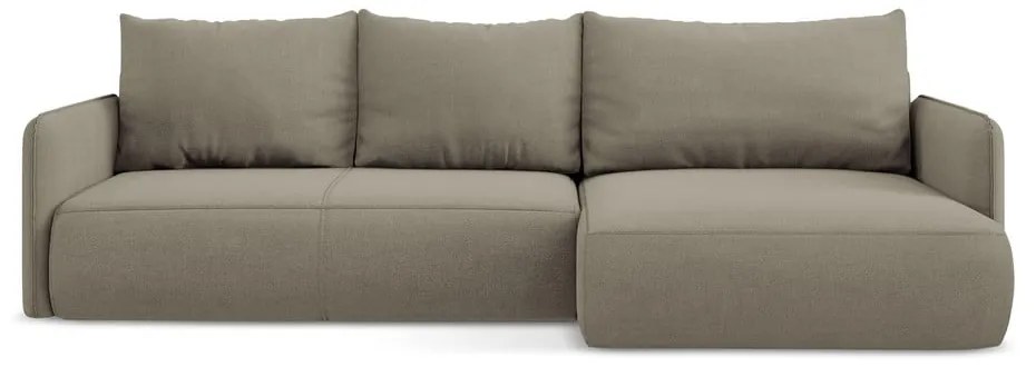 Бежов разтегателен ъглов диван с място за съхранение (десен ъгъл) Nanea – Makamii