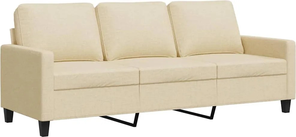 359173 vidaXL 3-местен диван, кремав, 180 см, плат
