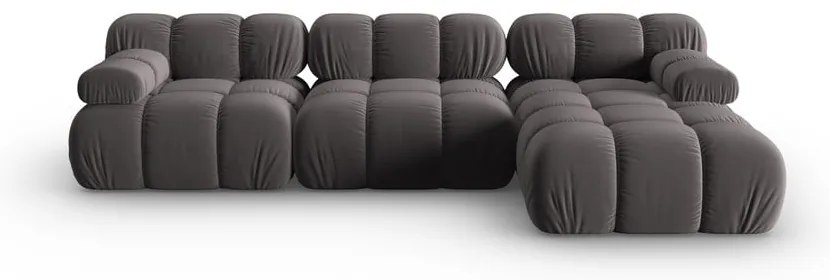 Тъмносив кадифен диван 285 cm Bellis - Micadoni Home