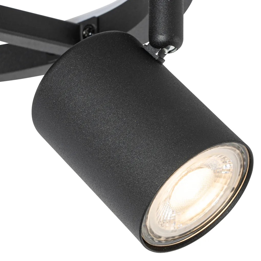 Таванен прожектор черен GU10 50mm 3-светлини кръгъл вкл. подсветка - Back Up