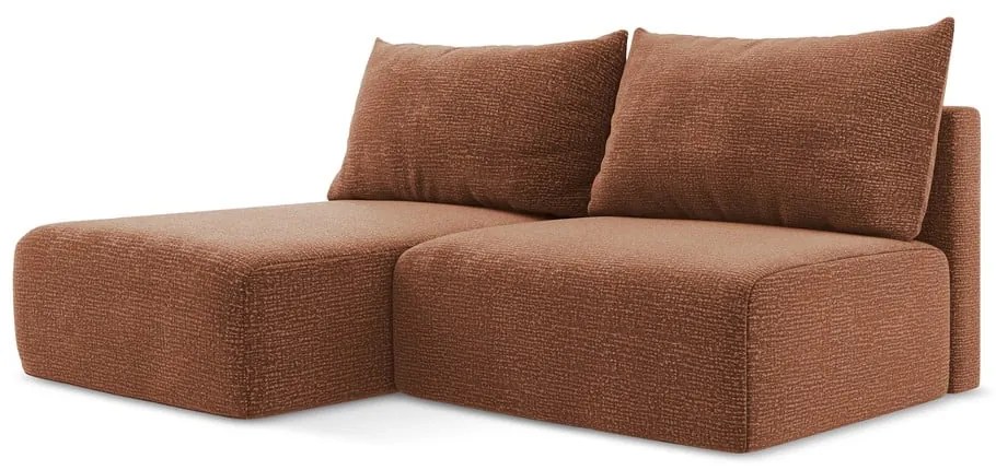 Разтегателен ъглов диван с място за съхранение в тухлен цвят (ляв ъгъл) Kalena – Makamii
