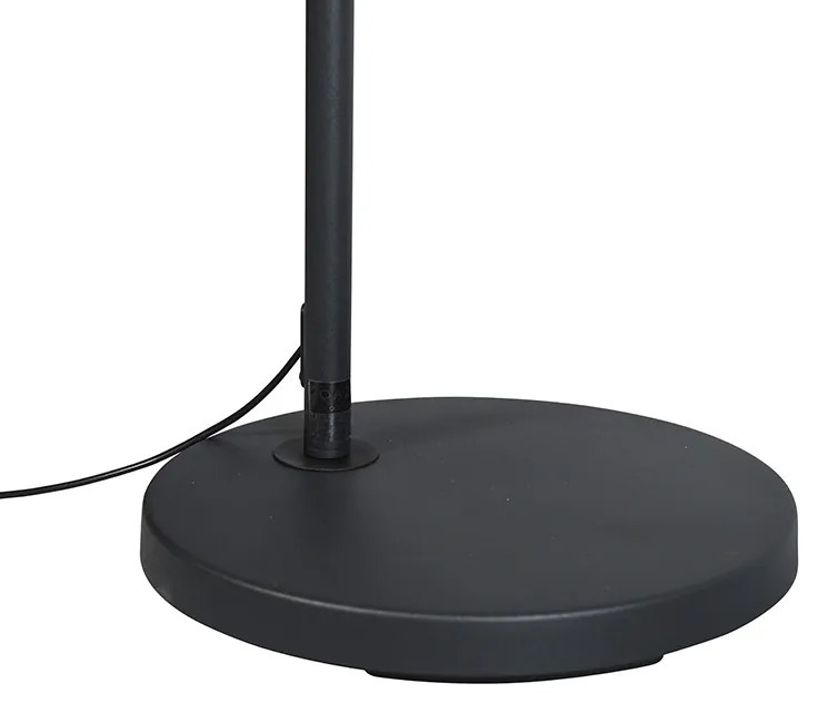 Модерна аркова лампа черна с черна платнена абажур - Arc Basic