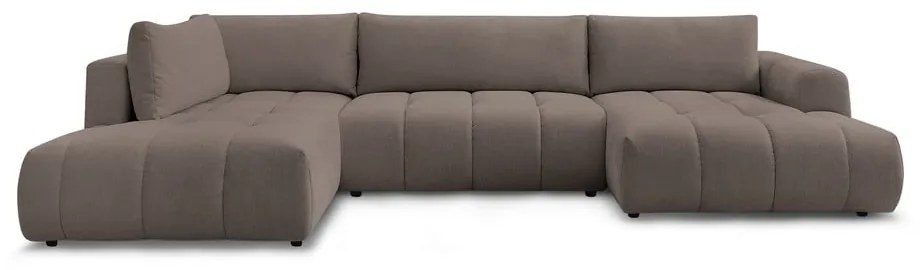 Кафяво-сив сгъваем/с място за съхранение ъглов диван (ляв ъгъл/U форма) Fuji – Bobochic Paris