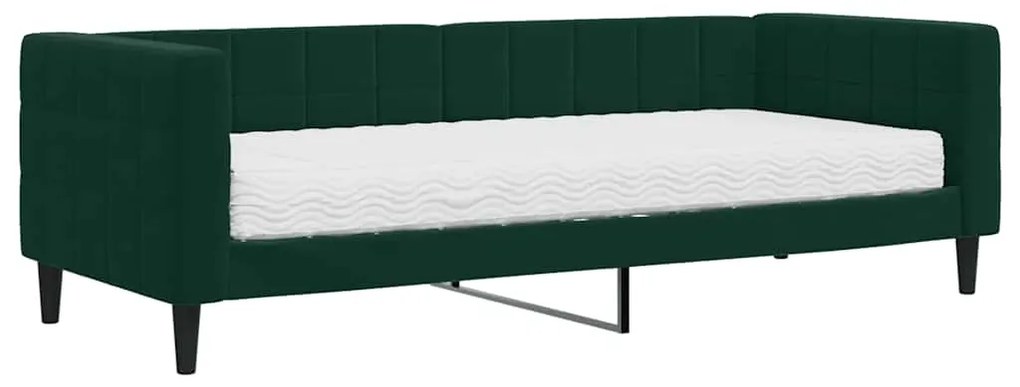 3196662 vidaXL Канапе с матрак, тъмнозелено, 80x200 см, кадифе