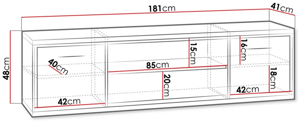 TV шкаф Mediolan-Fusiko-Дължина: 139 cm-Xwris podariko