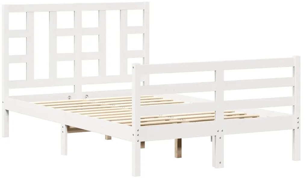 3193917 vidaXL Рамка за легло с табла, бяла, 120х200 см, масивно дърво