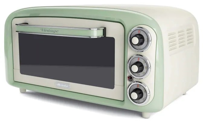 Електрическа фурна Ariete VINTAGE 0979/04, 1380 W, 18 л, 3 режима, До 230C, Двойно термо стъкло, Таймер 60 мин, Бял/Зелен