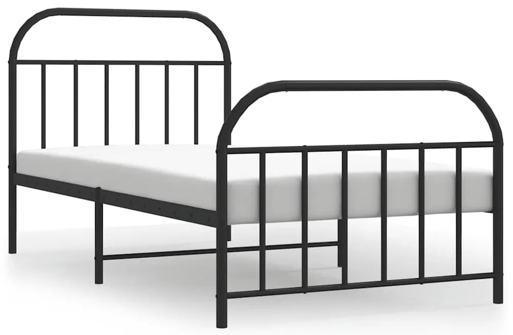 353647 vidaXL Метална рамка за легло с горна и долна табла, черна, 100x190 см