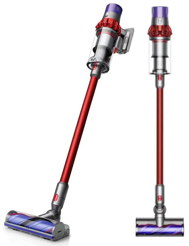 Вертикална прахосмукачка Dyson V10 Origin 394464-01, 525W, 151AW, 0.76l, 125000 об/мин, 60 мин, 3 режима, Motorbar четка, Никел/червен