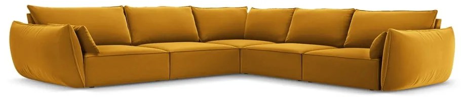 Кадифен ъглов диван в цвят горчица Vanda – Mazzini Sofas