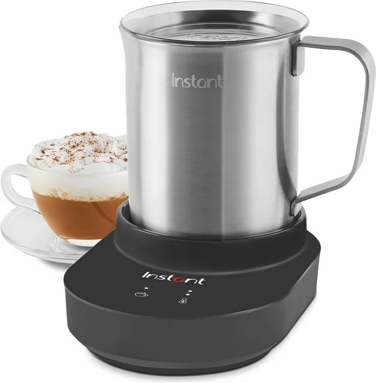 Уред за разпенване на мляко Instant Pot Frother Station 140345701EU, 600W, 500 мл, Тъчскрийн, Без BPA/PFOA/PTFE, 3 темп настройки, 3 нива на разпенване, Инокс/черен