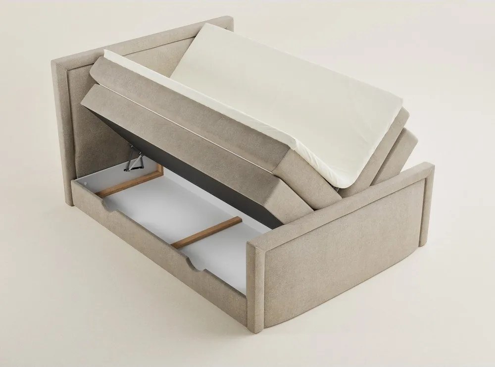 Бежово боксспринг легло 160x200 cm с място за съхранение Fresco – Maison de Rêve