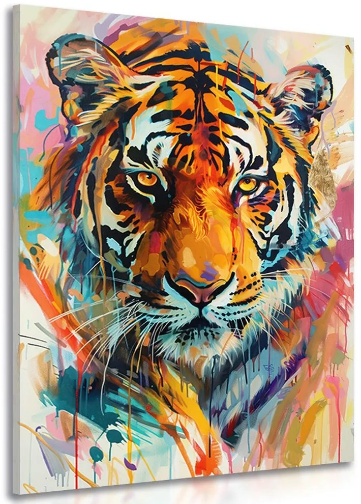 Картина на платно – Тигър с имитация на живопис