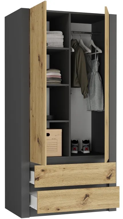 Модерен гардероб с две врати MODERN B20 180 x 90 x 55 cm - различни цветови варианти Бял