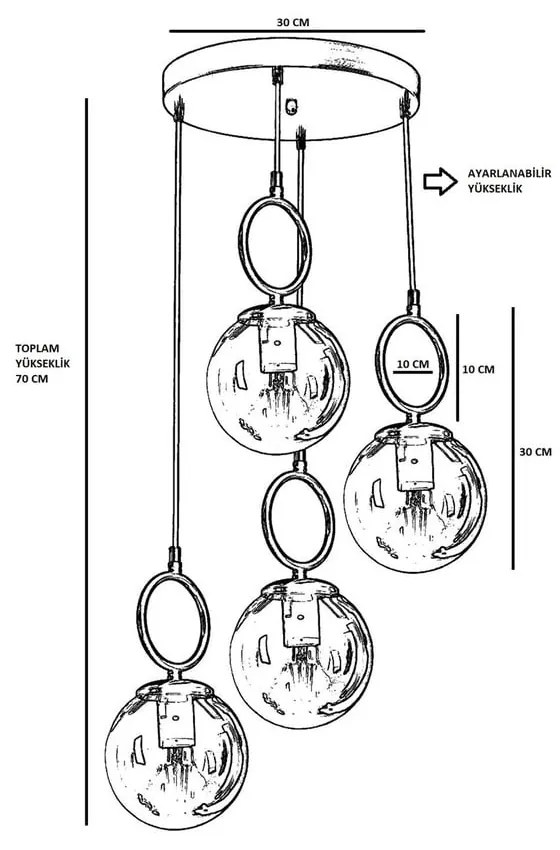 Бяло/в месингов цвят висящо осветително тяло със стъклен абажур ø 30 cm Morino – Opviq lights