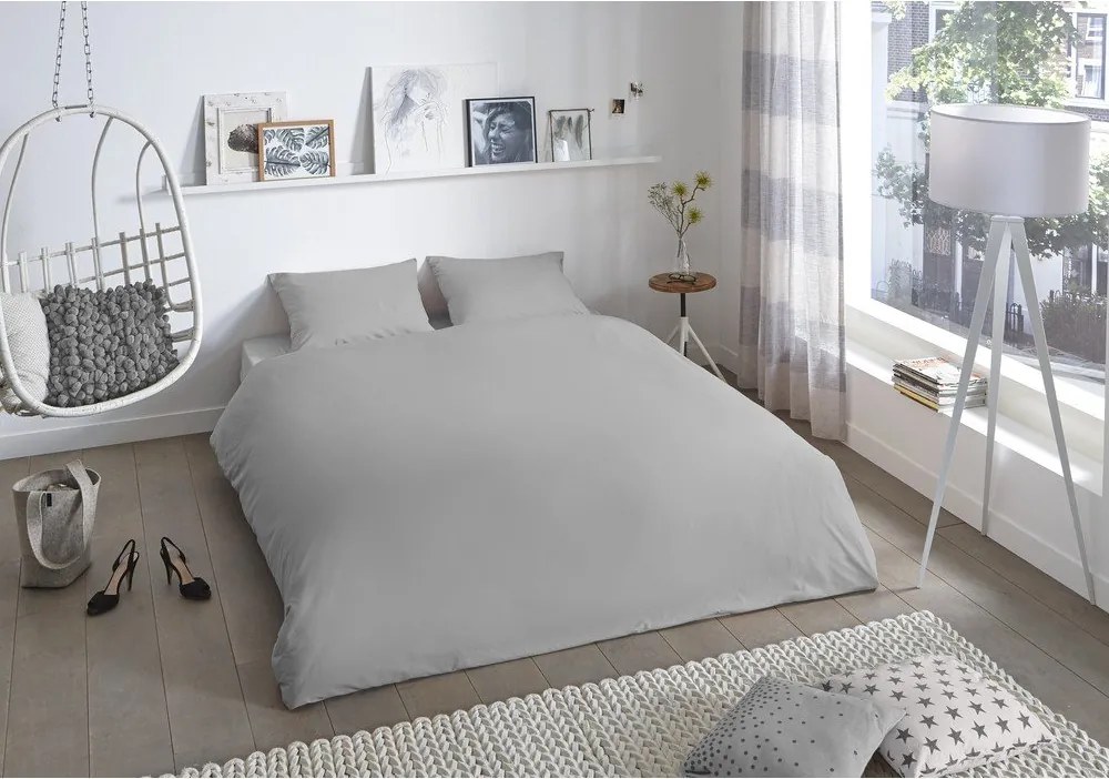 Светлосиво памучно спално бельо за двойно легло Versal, 220 x 240 cm Uni - Good Morning