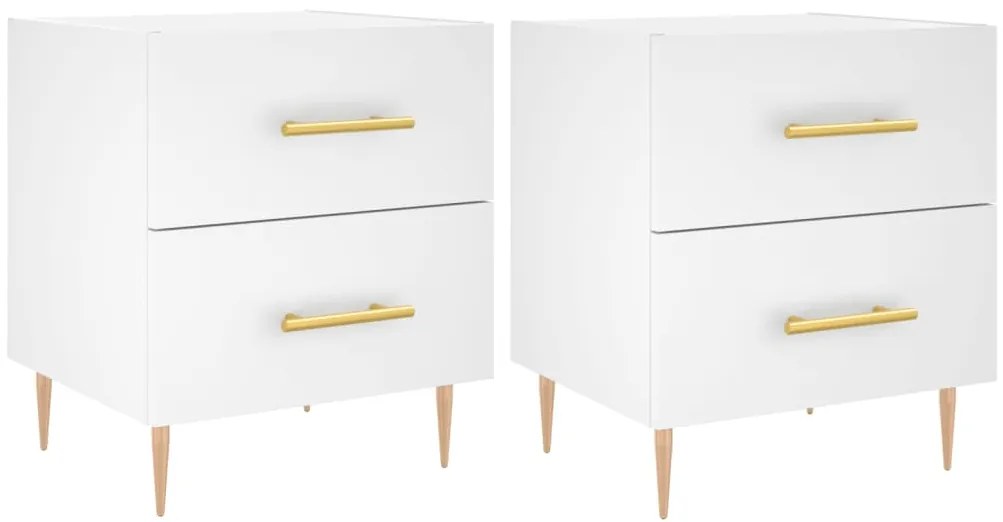 827277 vidaXL Нощни шкафчета, 2 бр, бели, 40x35x47,5 см, инженерно дърво