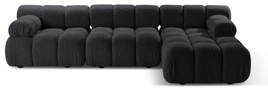 Антрацитен модулен ъглов диван от букле (десен ъгъл) Bellis – Micadoni Home