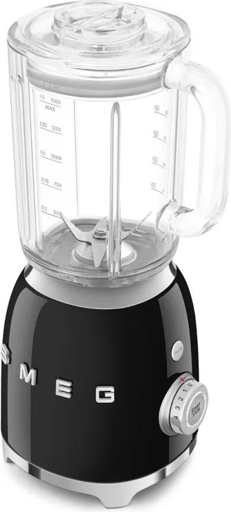Блендер Smeg BLF03BLEU, 800W, 1.5 л, 18000 об/мин, 4 програми, 4 скорости + Пулс, Неръждаема стомана, Черен