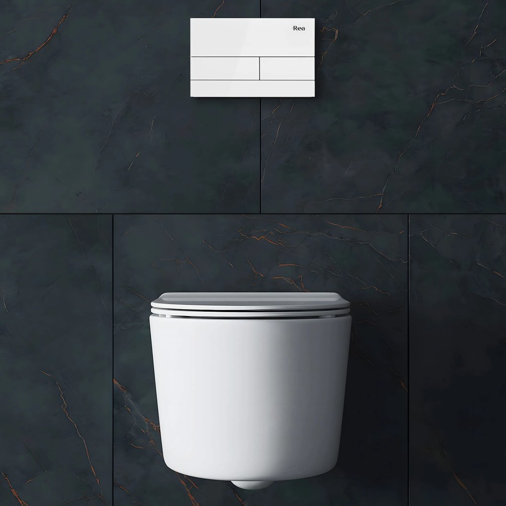 Бутон за тоалетна K011A-Q и Slim024N Rea T White Glass