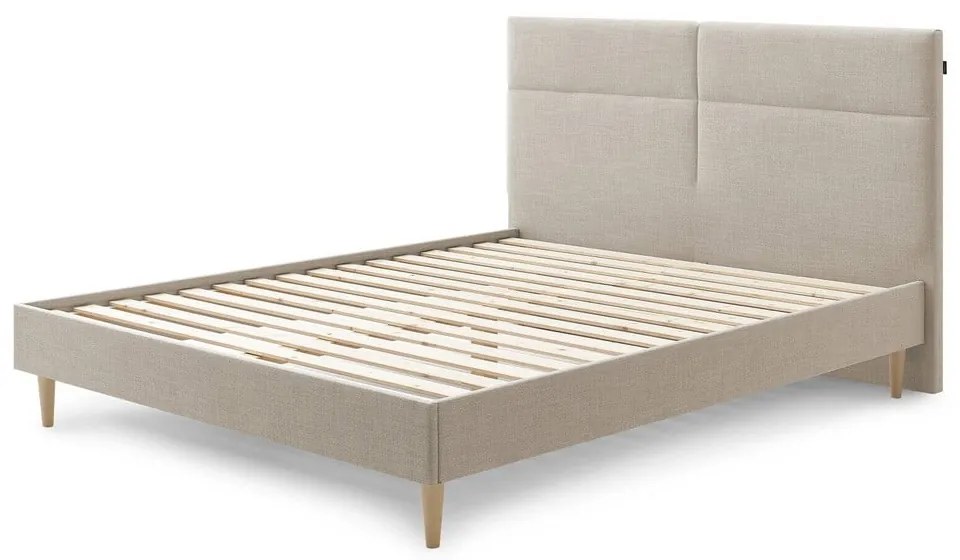 Бежово тапицирано двойно легло с решетка 180x200 cm Elyna - Bobochic Paris