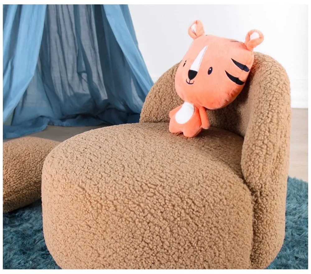 Кафяв детски фотьойл от плат букле Moouv – Artie