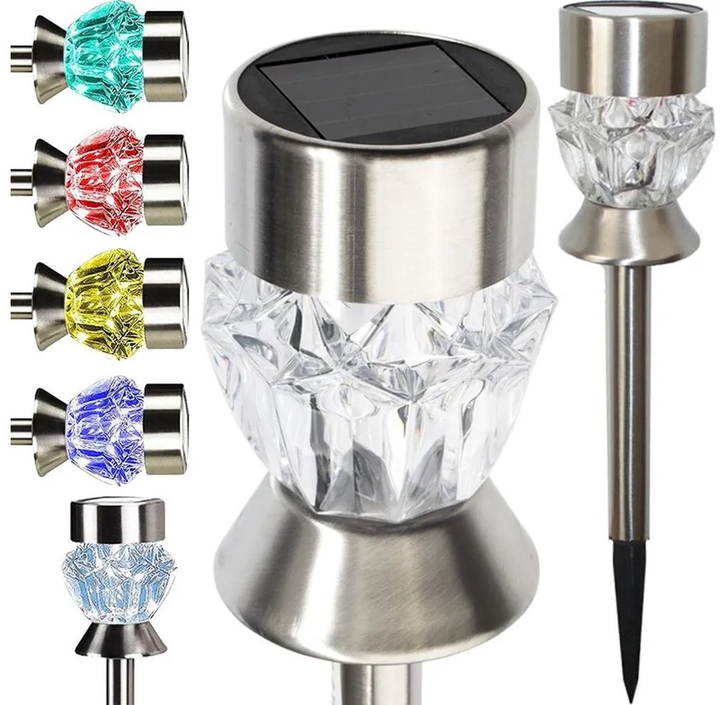 LED Солар. лампа CRYSTAL 2xLED-RGB/0,02W/1xAAA матов хром IP44