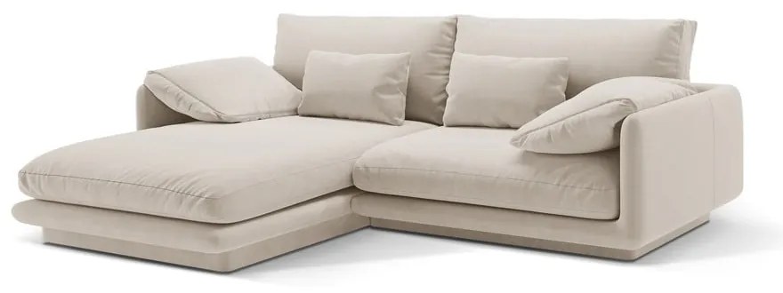 Бял кадифен ъглов диван (ляв ъгъл) Torino – Micadoni