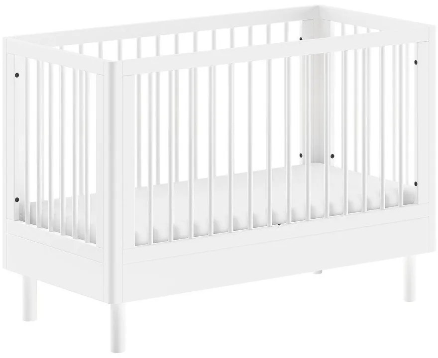 Бяло детско креватче от масивен бук с регулируема височина 60x120 cm Forrest – Vipack