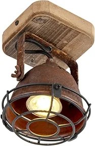 Смарт спот кафяв ръжда с дърво регулируем вкл. WiFi GU10 - Gina