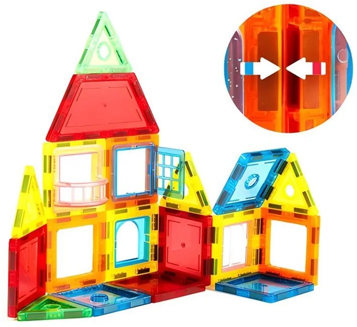 Магнитен комплект за строителство за деца - комплект от 130 части с цветни магнитни кубчета