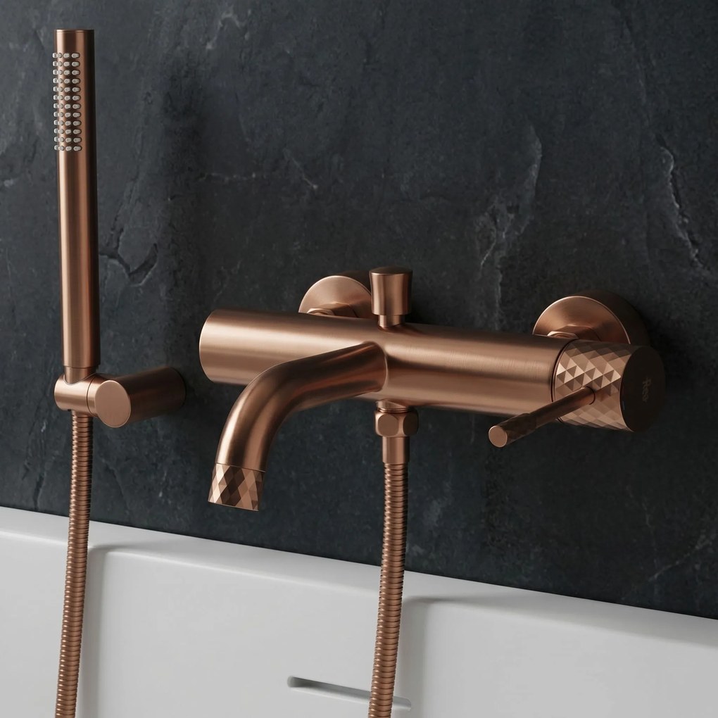 Смесител за вана Rea Lungo Diamond Brush Copper