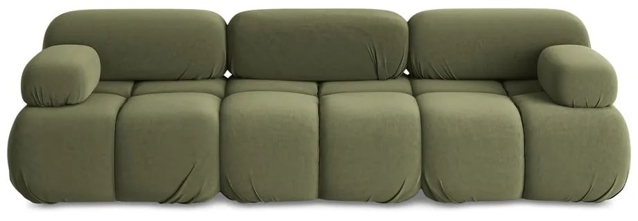 Светлозелен кадифен модулен диван 285 cm Lokua – Makamii