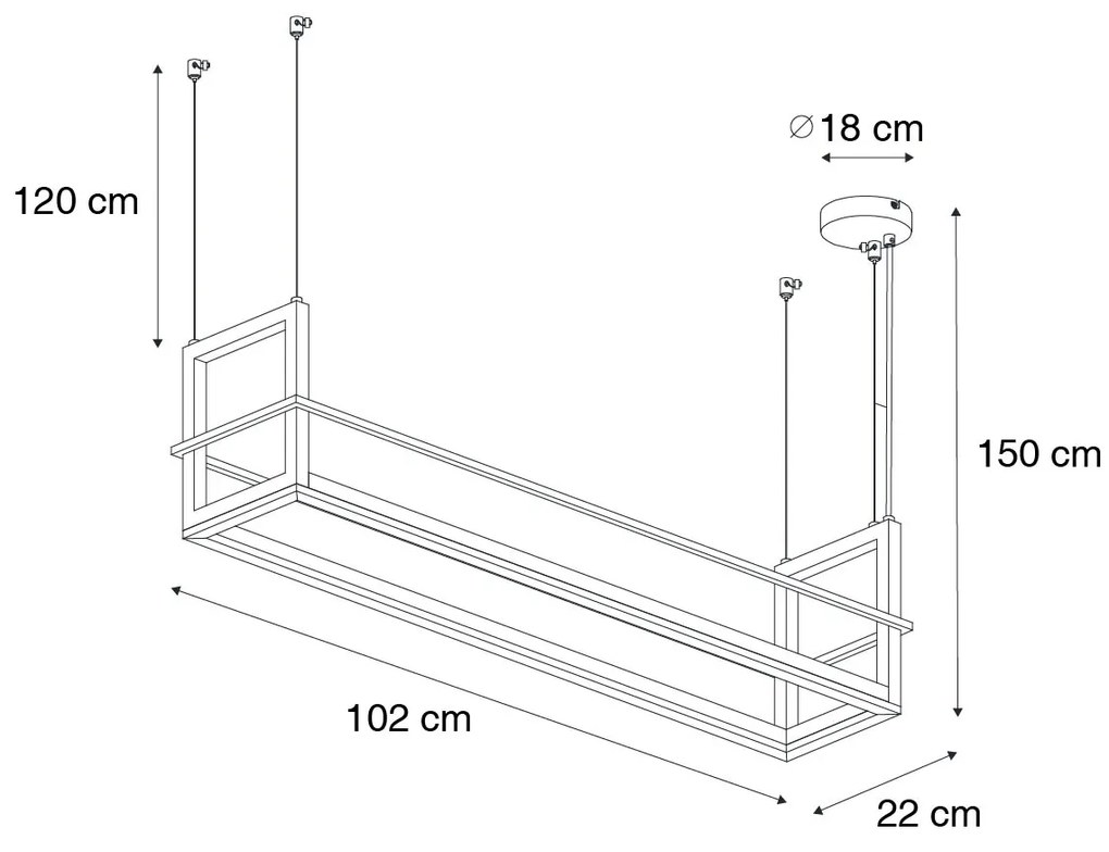 Висяща лампа черна с рафт с LED 3-степенна димируема - Cage Rack