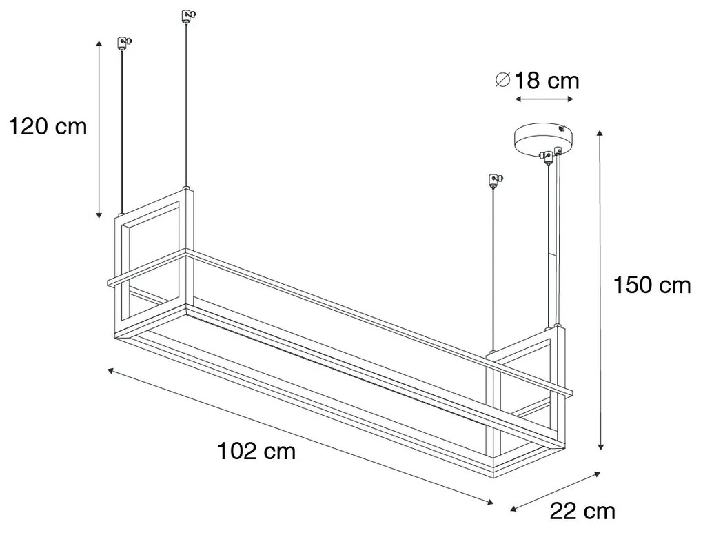 Висяща лампа черна със стойка, включително LED 3-степенно димиране - Cage Rack