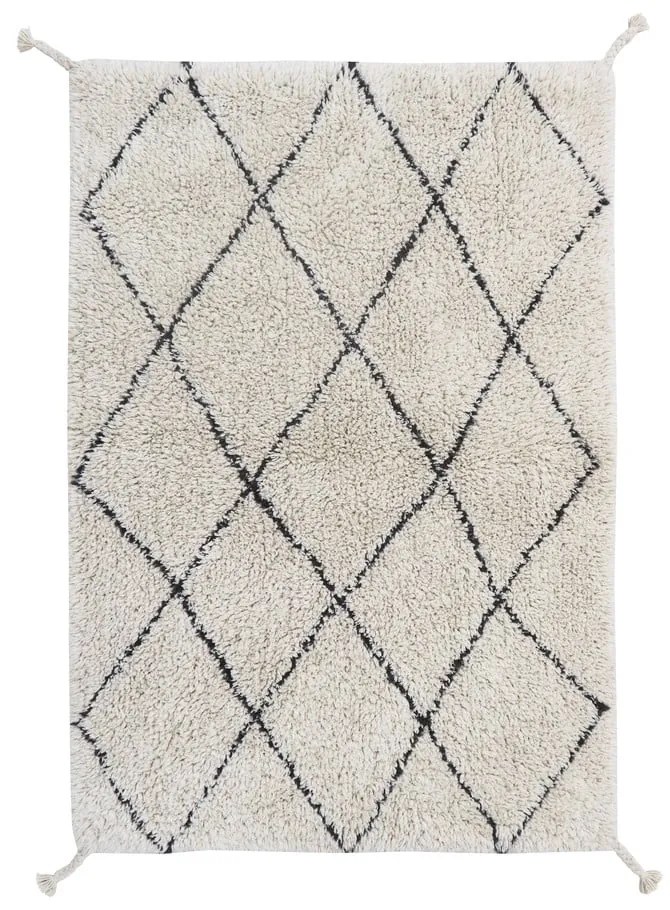 Кремав ръчно изработен памучен килим подходящ за пране 70x100 cm Mini Bereber – Lorena Canals