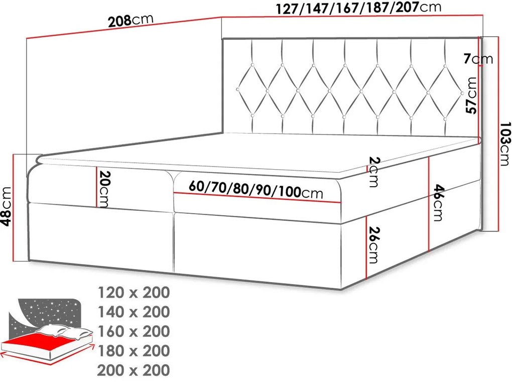 Тапицирано легло Sky-Gkri-120 x 200