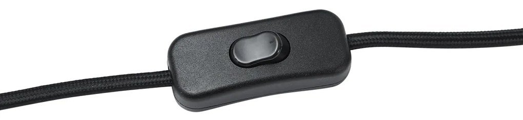 Japandi настолна лампа черна с ленен абажур - Dahlia