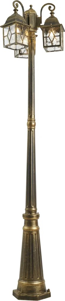 Класически външен фенер антично злато с прозрачно стъкло 198 см IP44 - London