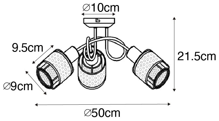 Дизайнерски таванна лампа черна със злато 3-светлина - Noud
