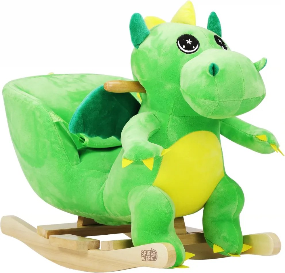 Плюшено люлеещо се животно за деца със звукови ефекти Зелено