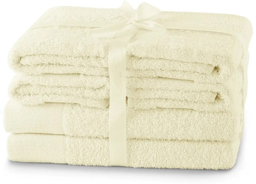 Кремави памучни хавлии и кърпи за баня в комплект 6 бр. от тери Amari – Restilo