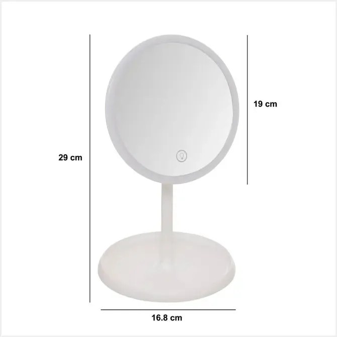 Огледало за баня 5five, LED, 19x16x30.3 cm, Бяло